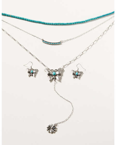 Shyanne Women's Wildflower Bloom Butterfly Concho Necklace Set - 2-Piece, Silver, hi-res