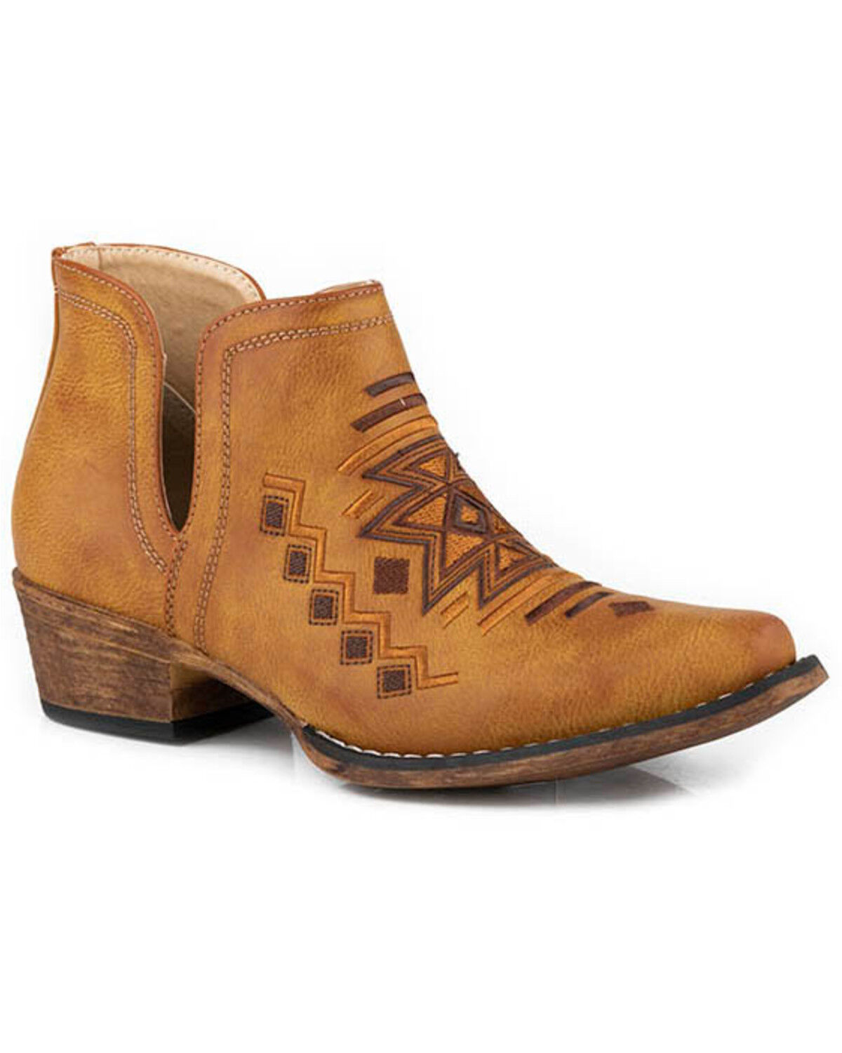 Image #1 - Roper Women's Ava Western Booties - Snip Toe, Tan, hi-res