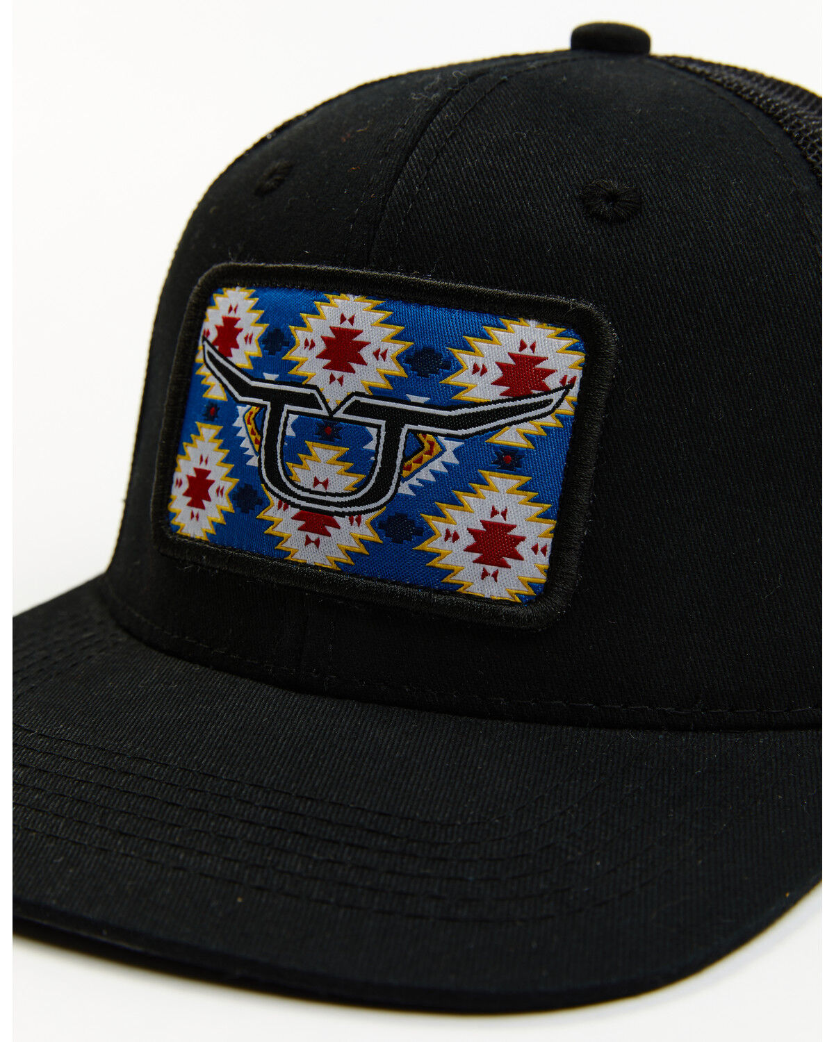 Image #2 - RopeSmart Men's Southwestern Rec Patch Mesh-Back Black Ball Cap, Black, hi-res