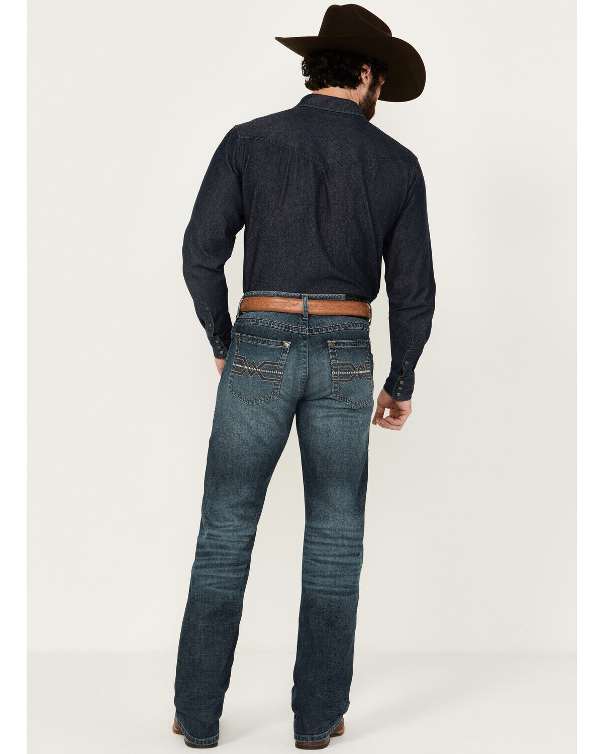 Image #3 - Rock 47 by Wrangler Men's Lander Dark Wash Slim Bootcut Stretch Denim Jeans, Light Wash, hi-res