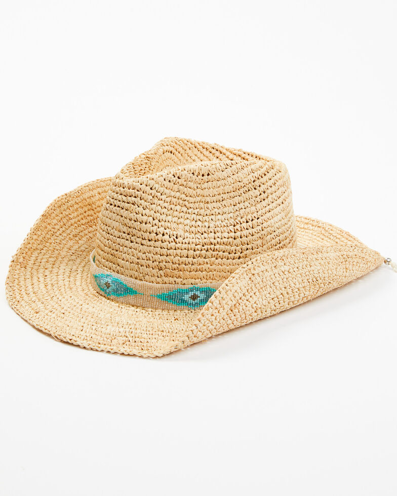 Physician Endorsed Women's Blue Jaye Crochet Raffia Hat, Natural, hi-res