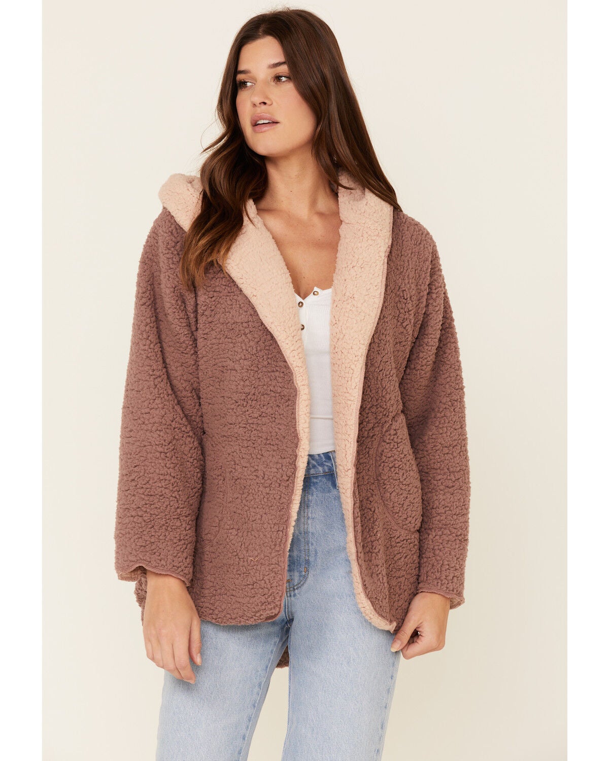 open front sherpa jacket