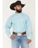 Image #1 - Ariat Men's Pro Series Platt Plaid Print Long Sleeve Button-Down Western Shirt, Aqua, hi-res