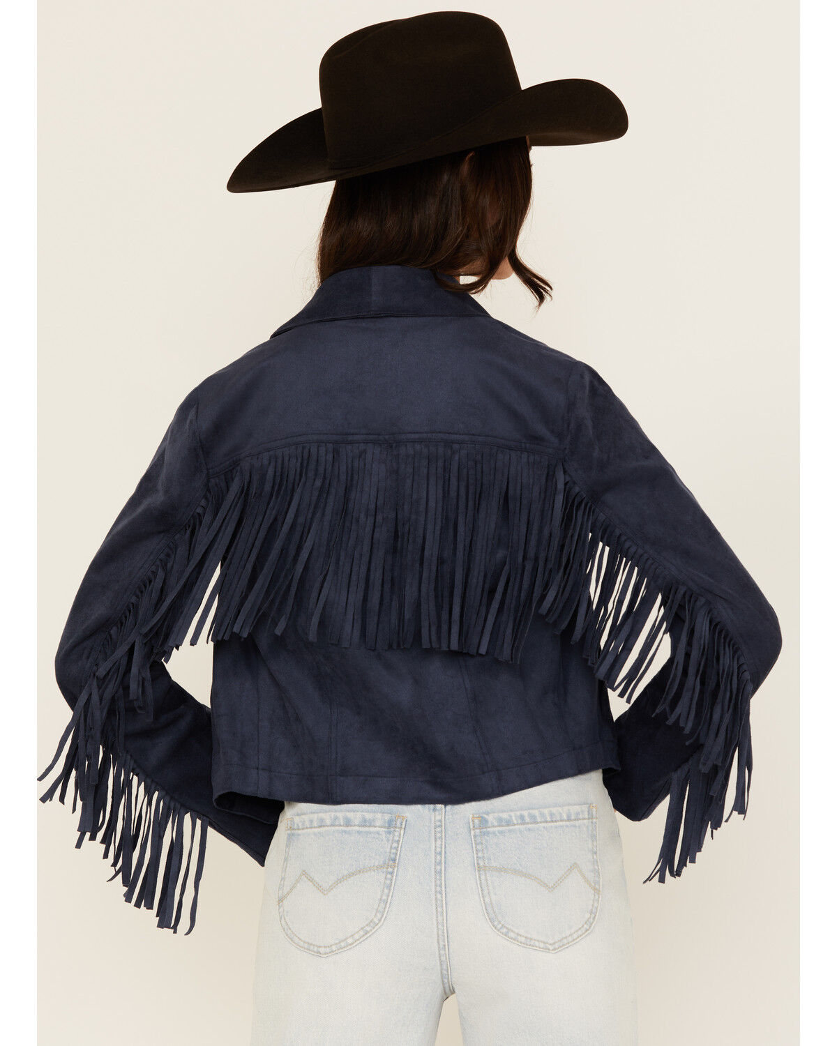 Image #4 - Shyanne Women's Faux Suede Fringe Jacket, Navy, hi-res