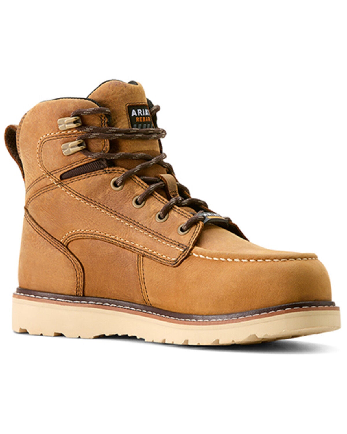 Ariat Women's 6" Rebar Wedge Waterproof Moc Work Boots - Composite Toe, Brown, hi-res