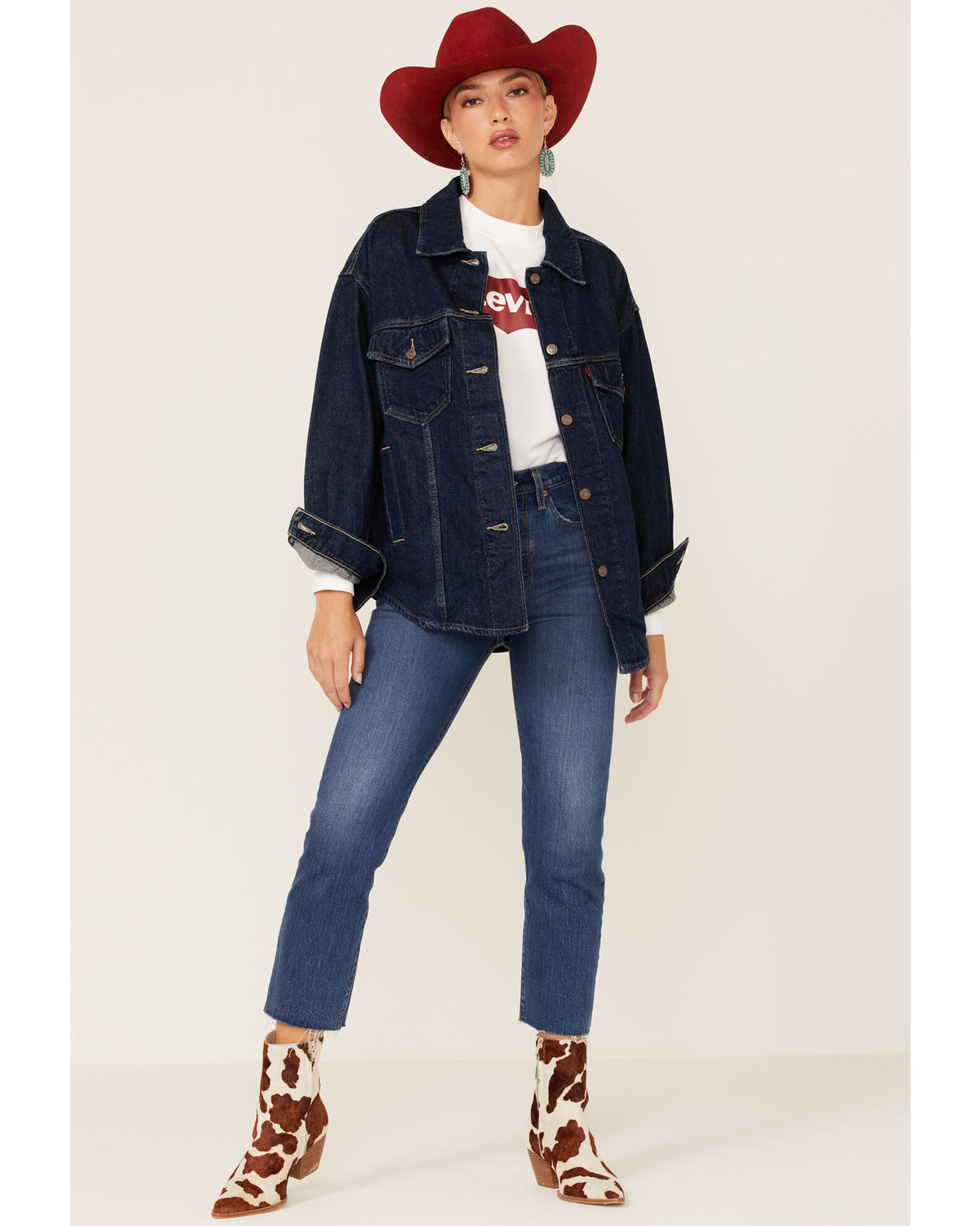 Levi's dark denim jacket womens online