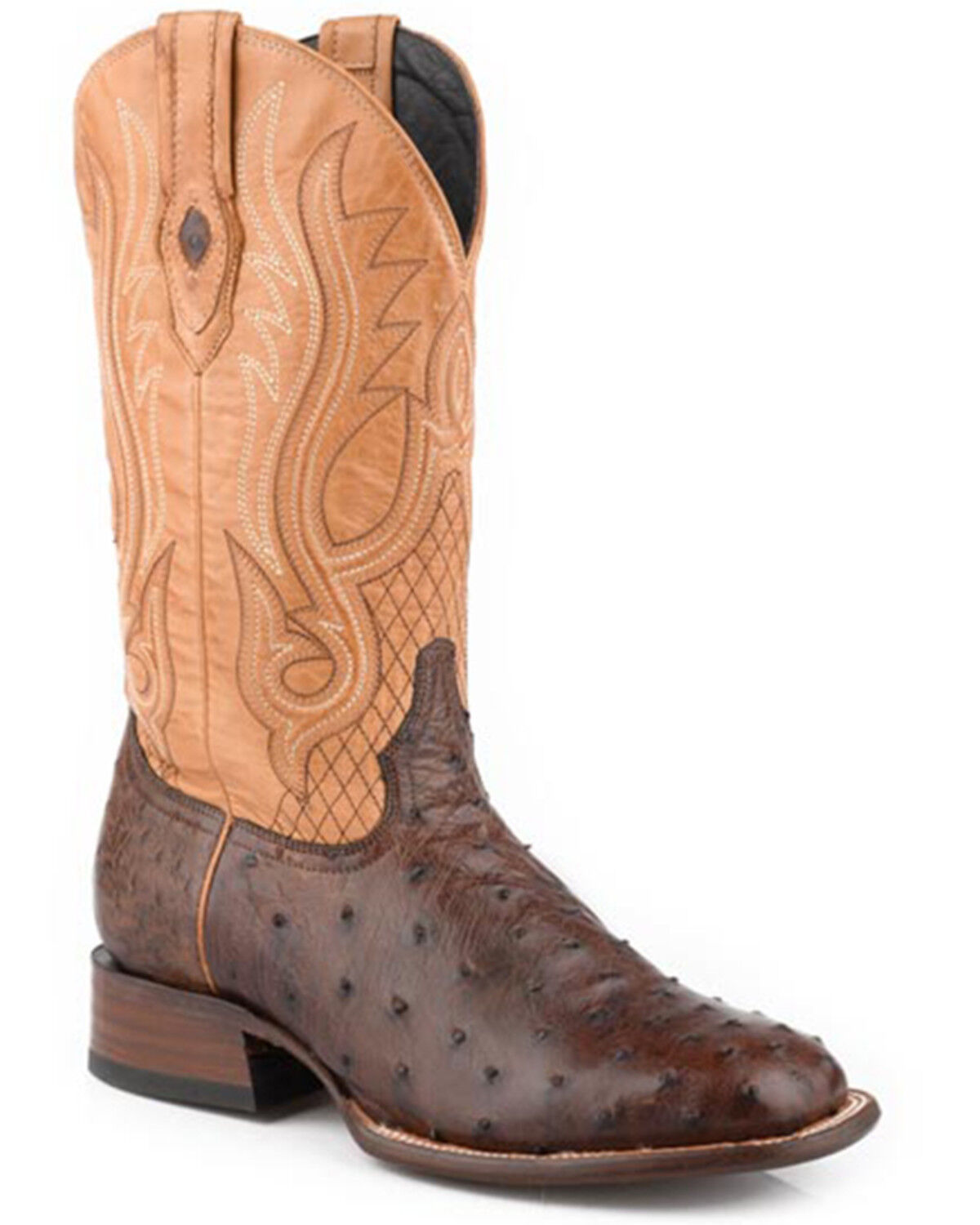 Image #1 - Stetson Men's Exotic Ostrich Ozzy Tall Western Boots - Broad Square Toe, Brown, hi-res