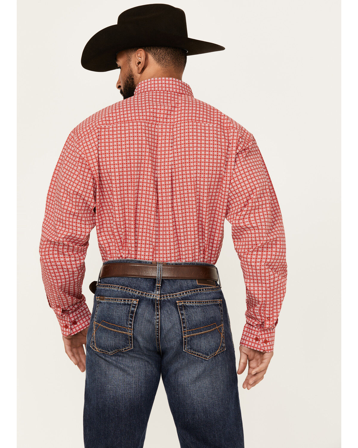 Image #4 - Cinch Men's Geo Print Long Sleeve Button-Down Western Shirt, Red, hi-res