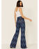 Wrangler Modern Women's Chevron Print Flare Jeans, Blue, hi-res
