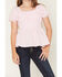 Image #3 - Originality Girls' Emma Gingham Short Puff Sleeve Ruffle Shirt, Pink, hi-res