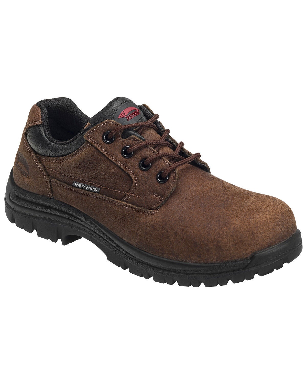 Avenger Men's Waterproof Oxford Work Shoes - Composite Toe, Brown, hi-res