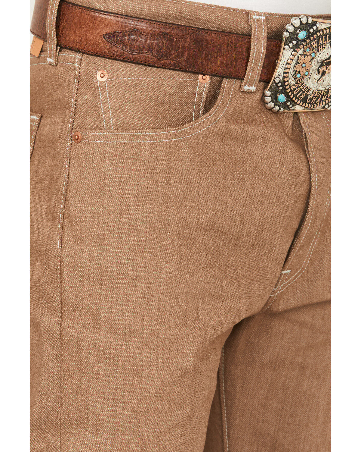 Image #2 - Levi's Men's 501® Original Shrink-To-Fit™ Straight Rigid Denim Jeans, Beige, hi-res