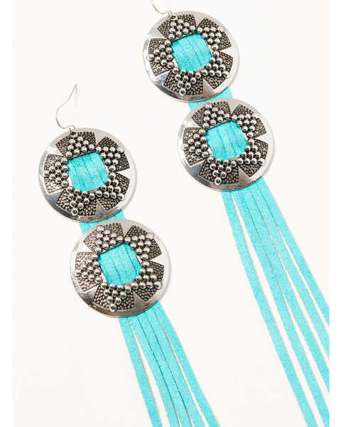 Image #2 - Idyllwind Women's All That Fringe Concho Earrings, Silver, hi-res