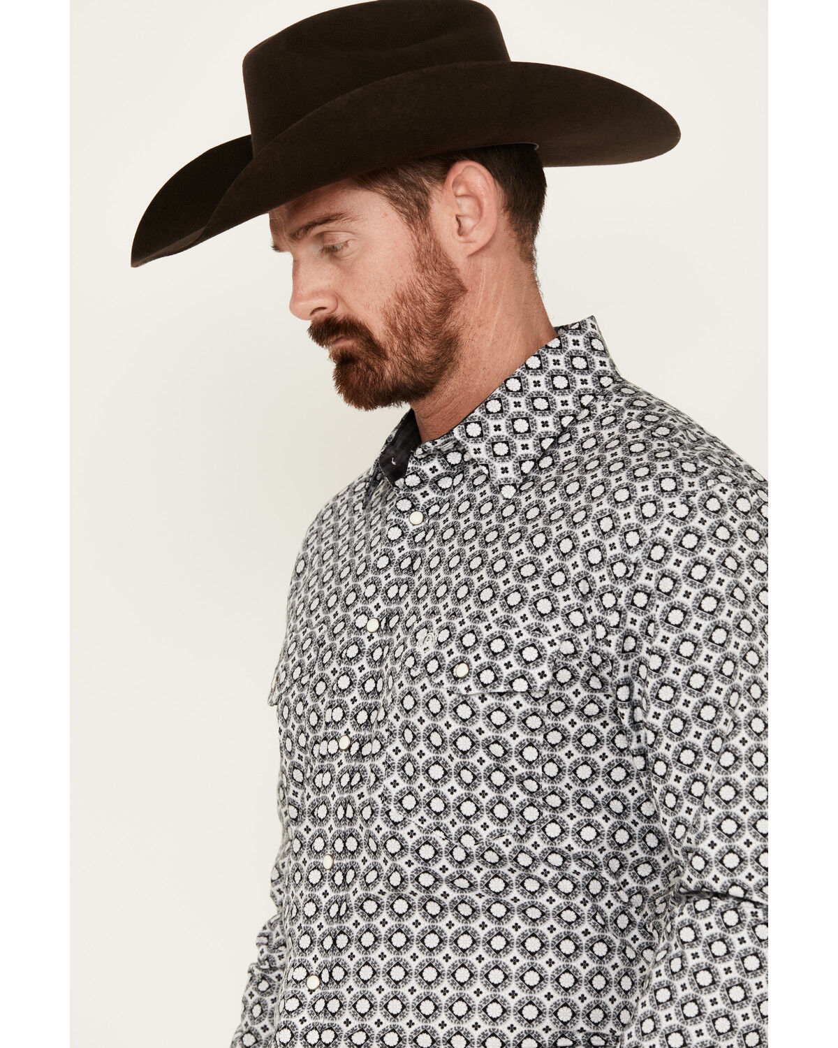 Image #2 - Panhandle Men's Select Medallion Print Long Sleeve Snap Western Shirt, Black, hi-res