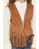 Image #3 - Fornia Girls' Faux Suede Whipstitch Fringe Vest, Camel, hi-res