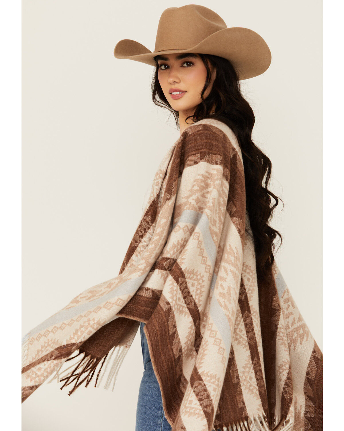 Image #3 - Idyllwind Women's Edsel Southwestern Print Shawl, Light Blue, hi-res
