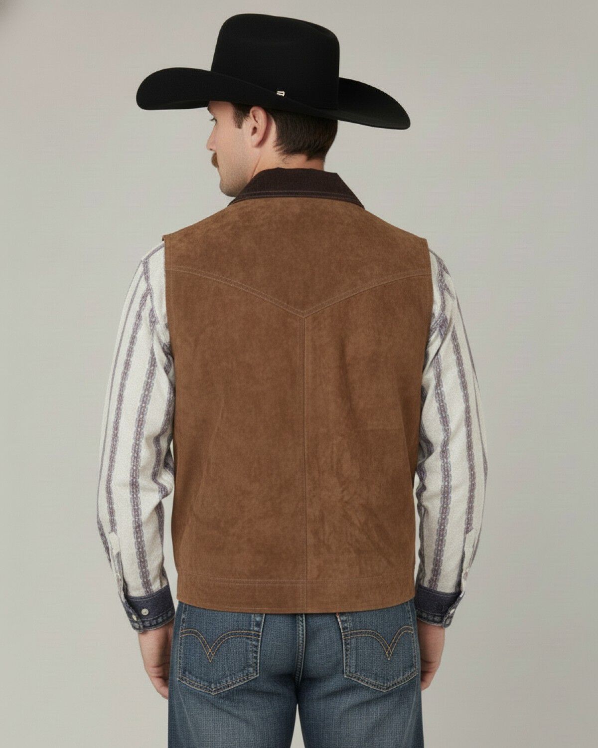 Image #2 - Scully Men's Two Tone Concealed Carry Suede Vest, Coffee, hi-res