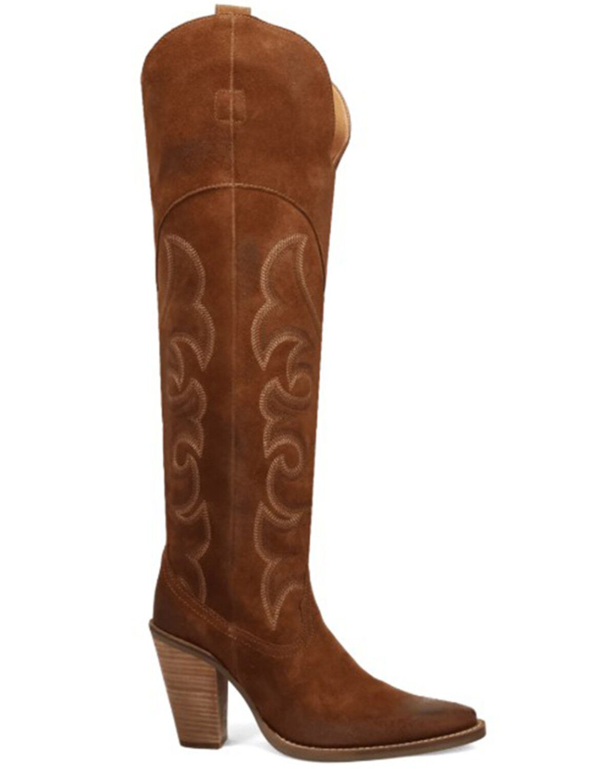 Image #2 - Dingo Women's Primadonna Suede Tall Western Boots - Round Toe, Brown, hi-res