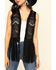 Vocal Women's Lace Studded Fringe Vest, Black, hi-res