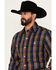 Image #2 - Resistol Men's Horizon Plaid Print Long Sleeve Button-Down Shirt, Dark Blue, hi-res