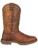 Image #3 - Durango Men's Rebel Pull On Western Boot - Square Toe, Brown, hi-res