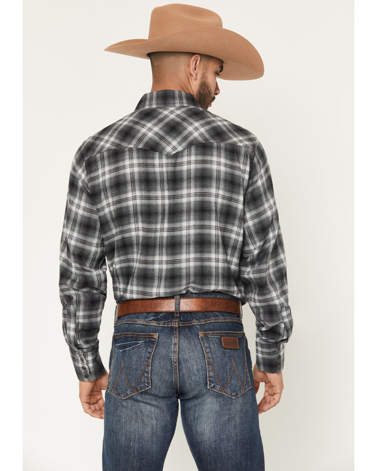 Image #4 - Wrangler Men's Plaid Print Long Sleeve Snap Flannel Shirt, , hi-res