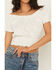 Image #3 - Cleo + Wolf Women's Eyelet Smocked Short Sleeve Crop Top, Ivory, hi-res