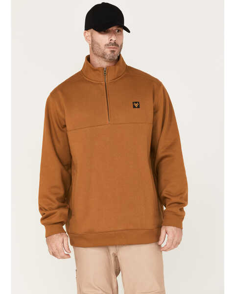 Hawx Men's 1/4 Zip Fleece Pullover Sweatshirt, Rust Copper, hi-res