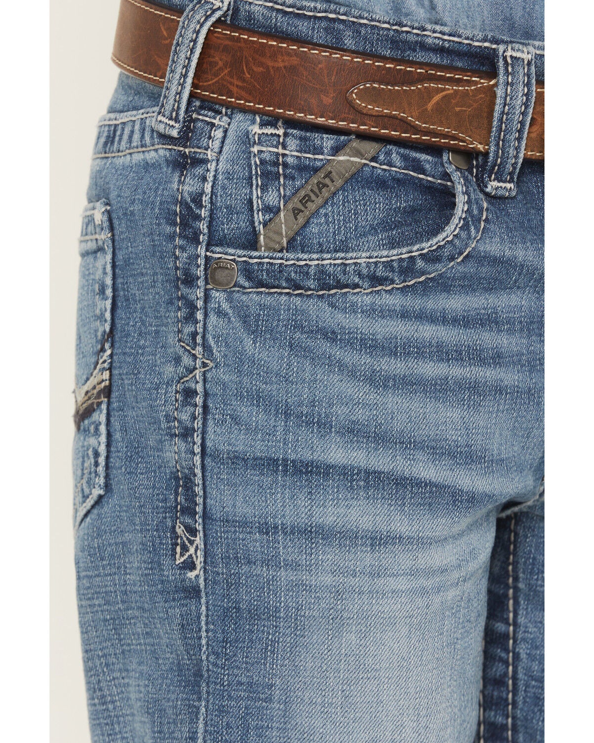 Image #2 - Ariat Boys' B4 Marshall Relaxed August Bootcut Denim Jeans, Dark Wash, hi-res