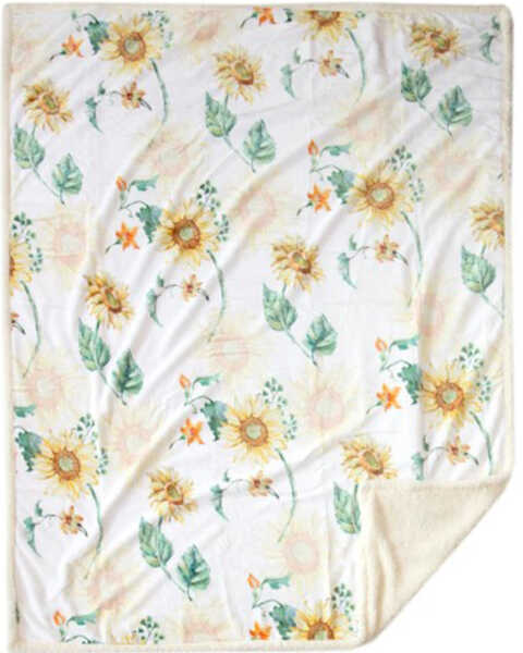 Carstens Home Sunflower Plush Throw Blanket, White, hi-res