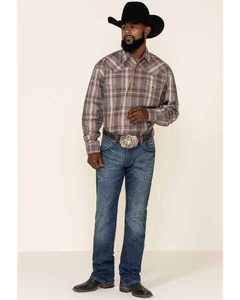 Image #2 - Stetson Men's Gray Adobe Large Plaid Long Sleeve Western Shirt , Grey, hi-res