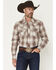 Image #1 - Wrangler Retro Men's Plaid Print Long Sleeve Snap Western Shirt, Brown, hi-res