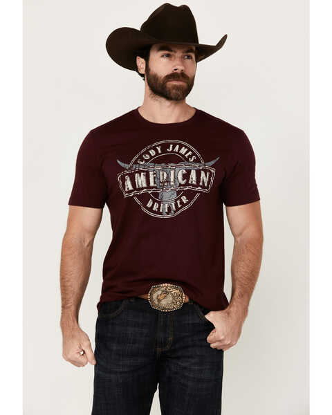 Cody James Men's Bull Banner Short Sleeve Graphic T-Shirt, Maroon, hi-res