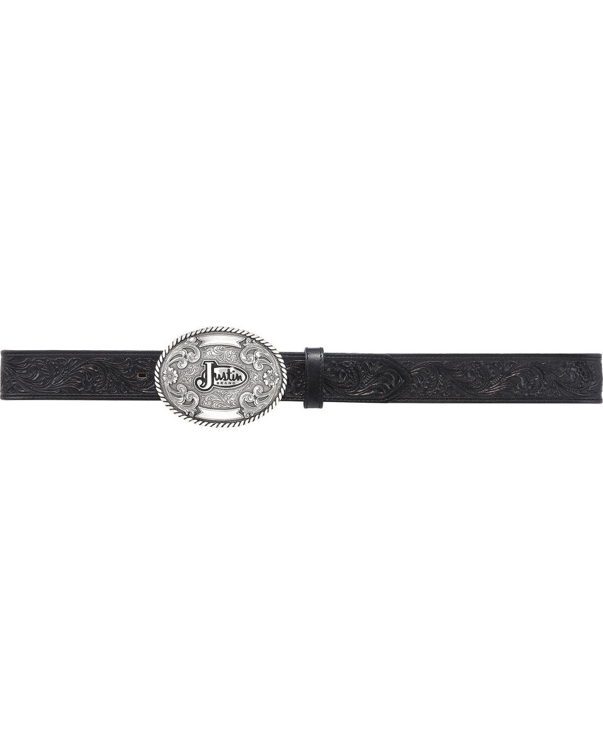 Image #1 - Justin Men's Trophy Filigree Tooled Work Belt, No Color, hi-res