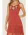 Image #2 - Idyllwind Women's Strawberry Hill Embroidered Floral Fringe Dress, Brick Red, hi-res
