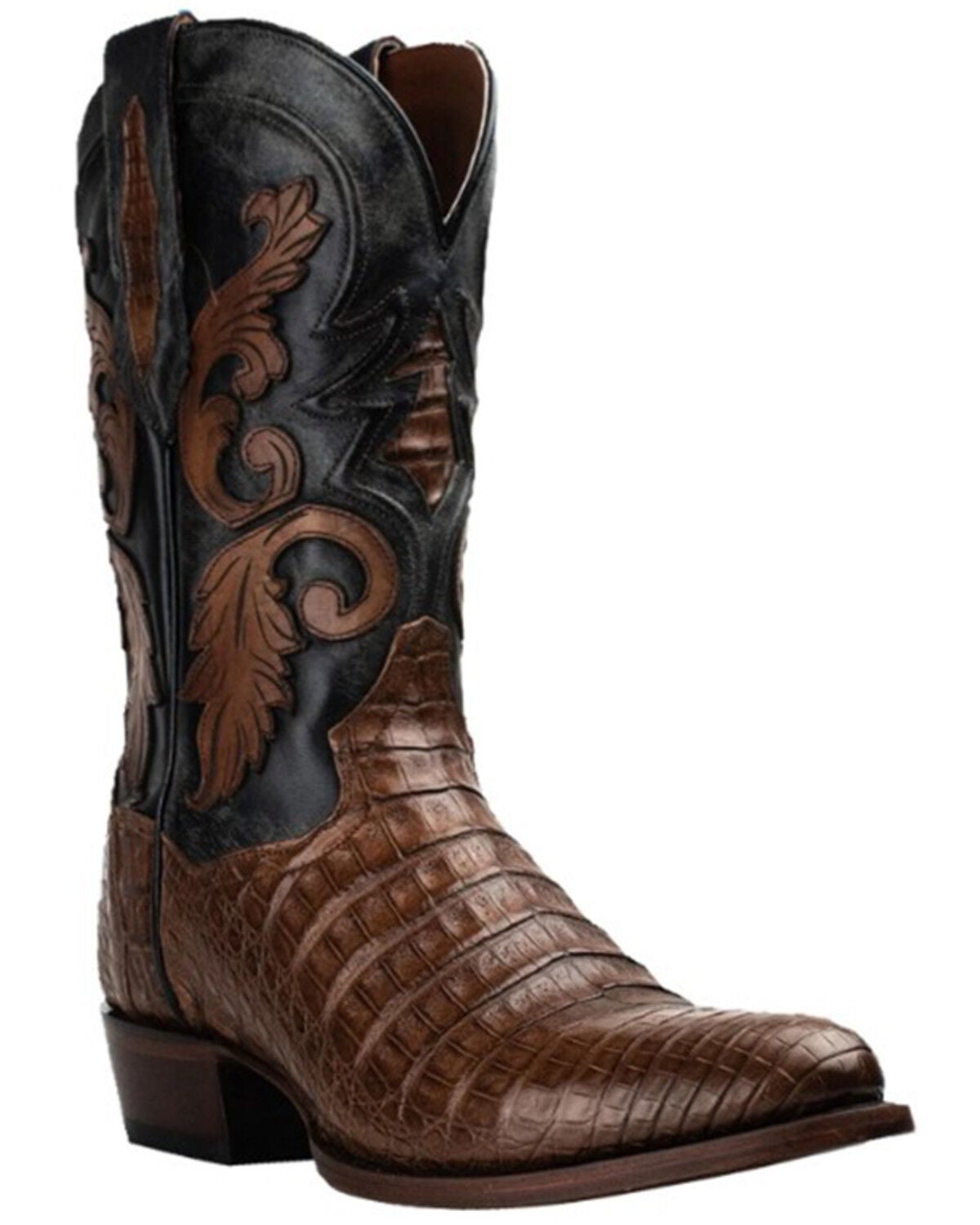 Dan Post Men's Socrates Caiman Exotic Western Boots - Round Toe, Medium Brown, hi-res