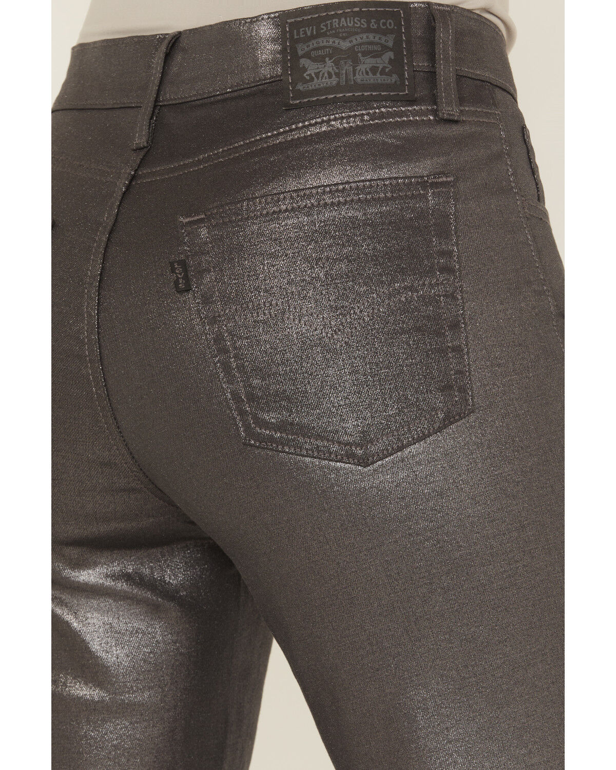 Image #4 - Levi's Women's Shine Til Dawn 724 High Rise Coated Straight Stretch Denim Jeans, Grey, hi-res