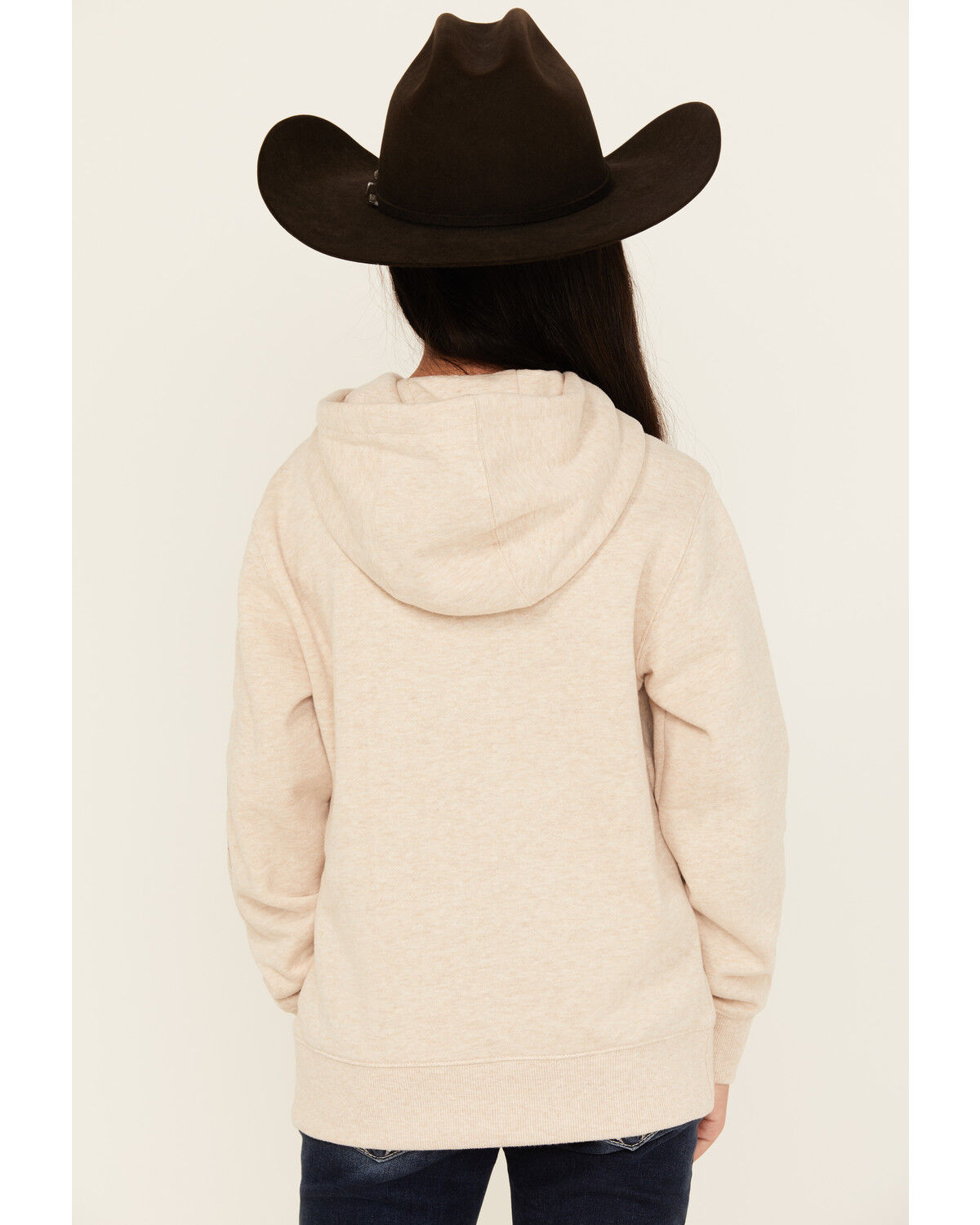Image #4 - Ariat Girls' Boot Barn Exclusive Leopard Logo Hoodie, Oatmeal, hi-res
