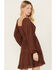 Image #4 - Jolt Women's Long Sleeve Swiss Dot Gauze Dress, Brown, hi-res