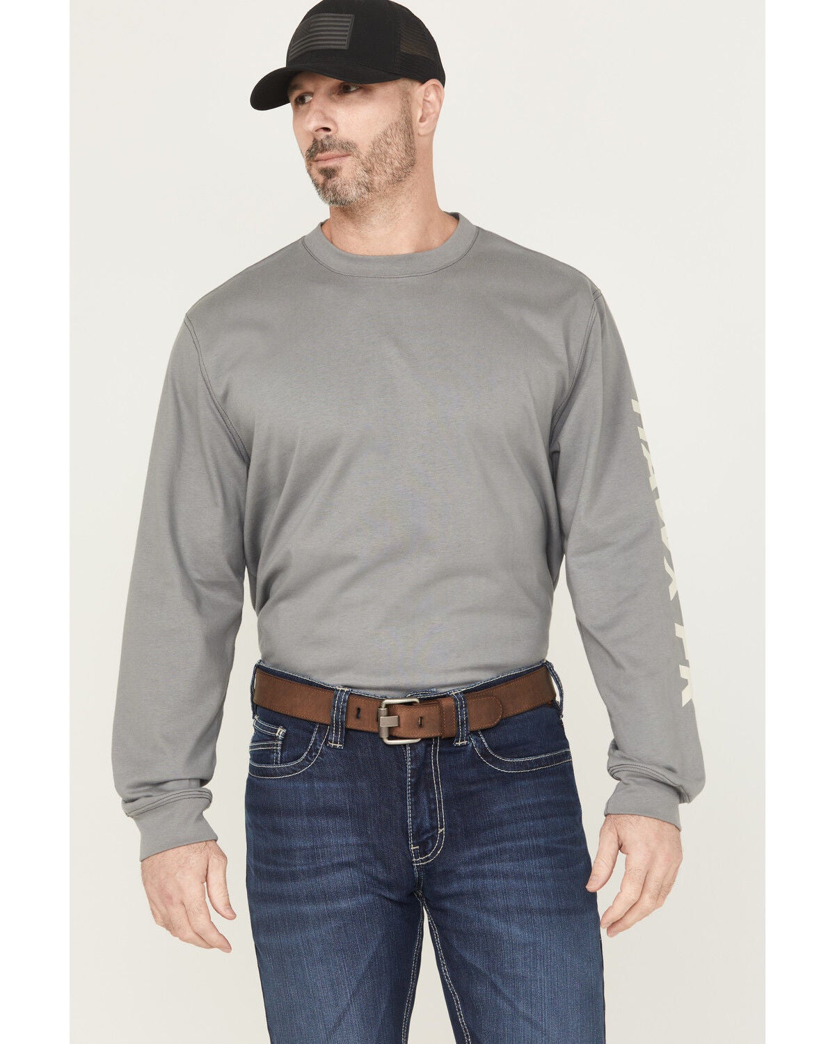 Image #2 - Hawx Men's FR Hawk Long Sleeve Graphic Work Shirt, Light Grey, hi-res