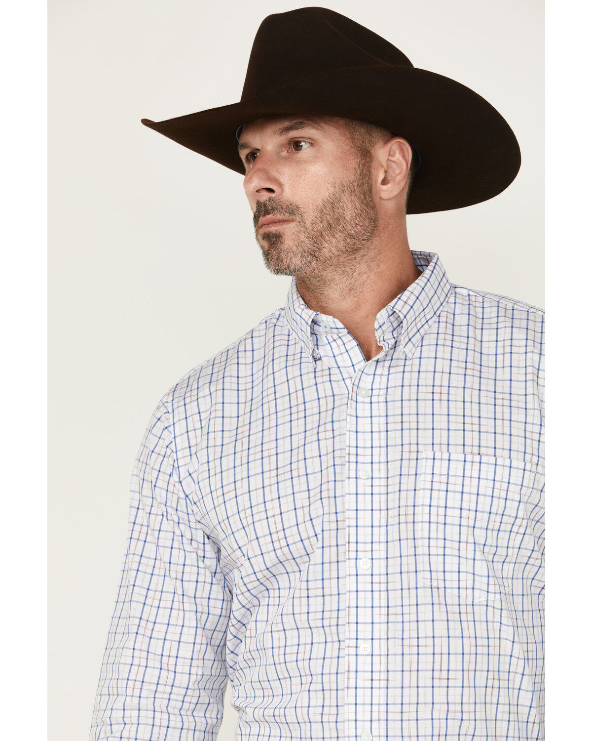 Image #2 - Wrangler X Cody Johnson Men's Checkered Print Long Sleeve Button-Down Western Shirt, White, hi-res