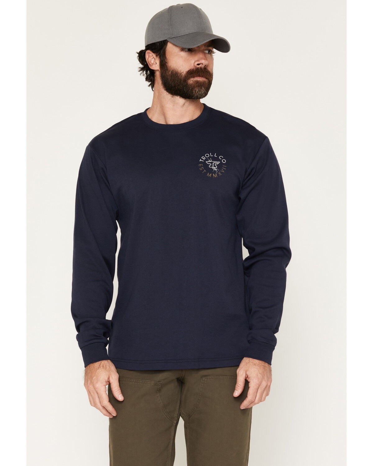 Image #2 - Troll Co Men's FR Lineman Long Sleeve Graphic Work T-Shirt, Navy, hi-res