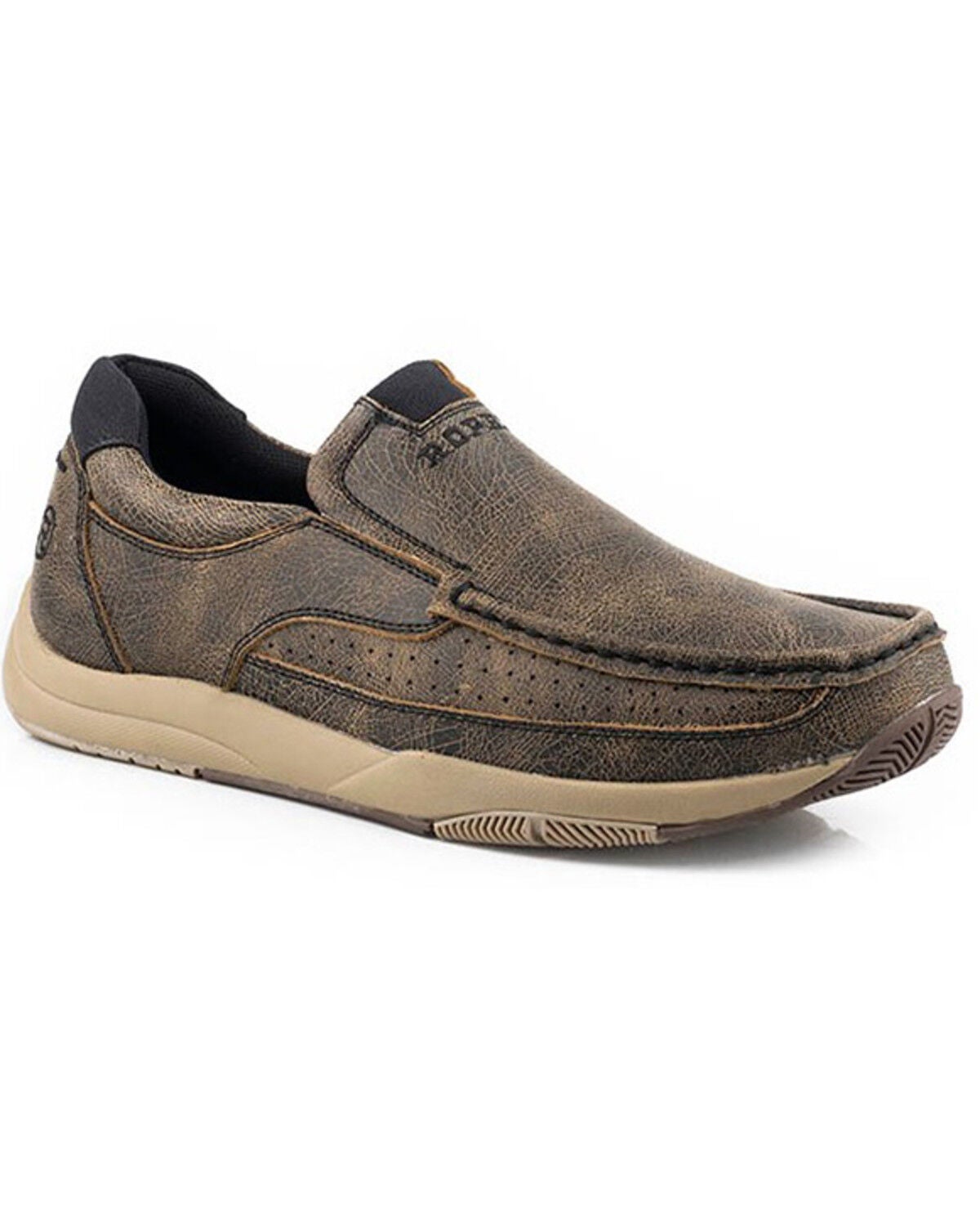 Roper Men's Ulysses Slip-On Casual Swifter Shoes - Moc Toe, Brown, hi-res