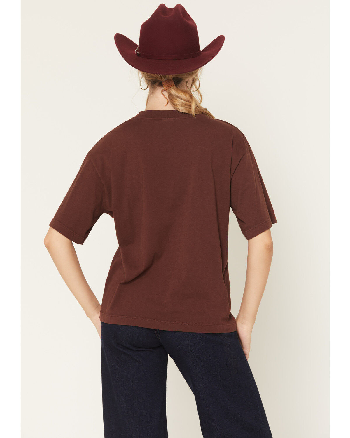 Image #4 - All Us Women's Cowboy Embellished Short Sleeve Graphic Tee, Brown, hi-res