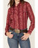 Image #3 - Wrangler Women's Floral Stripe Print Long Sleeve Snap Western Shirt, Red, hi-res