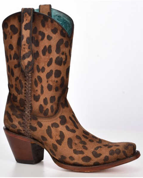 Image #1 - Corral Women's Leopard Print Braided Western Boots - Snip Toe, Brown, hi-res