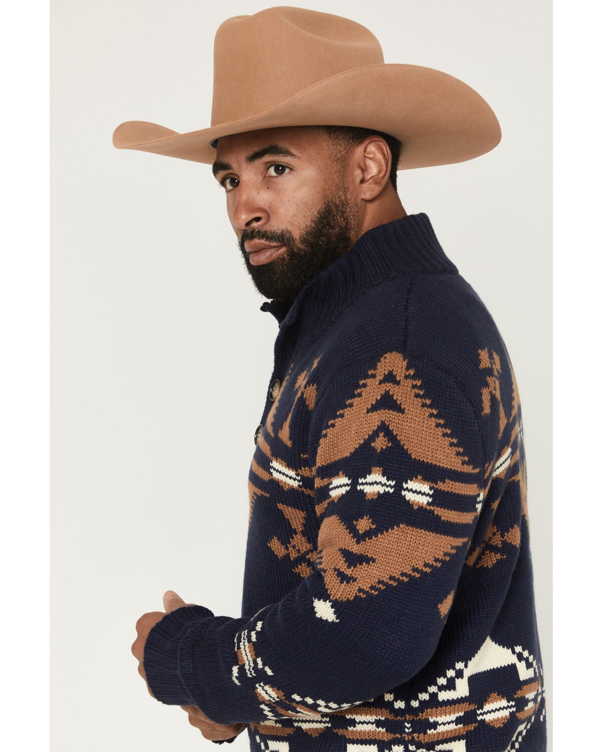 Image #2 - Cotton & Rye Men's Southwestern Print Pullover Sweater, Navy, hi-res