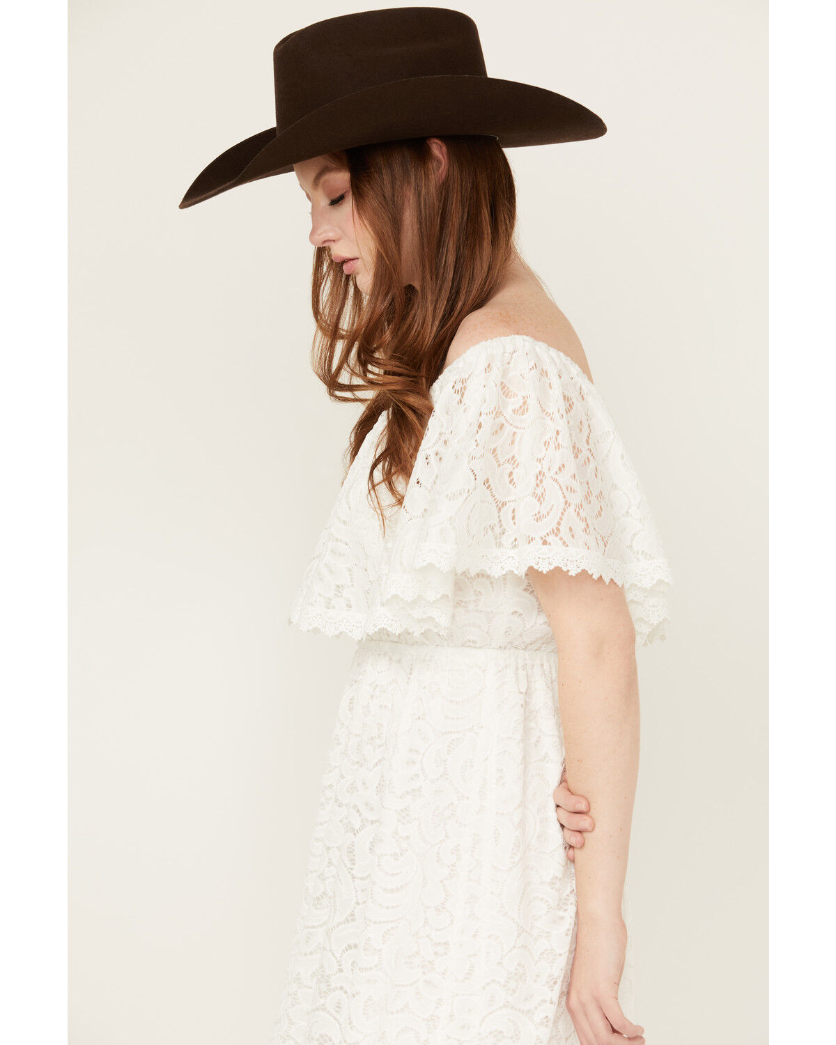 Image #2 - Beyond The Radar Women's Off The Shoulder Lace Midi Dress, Ivory, hi-res