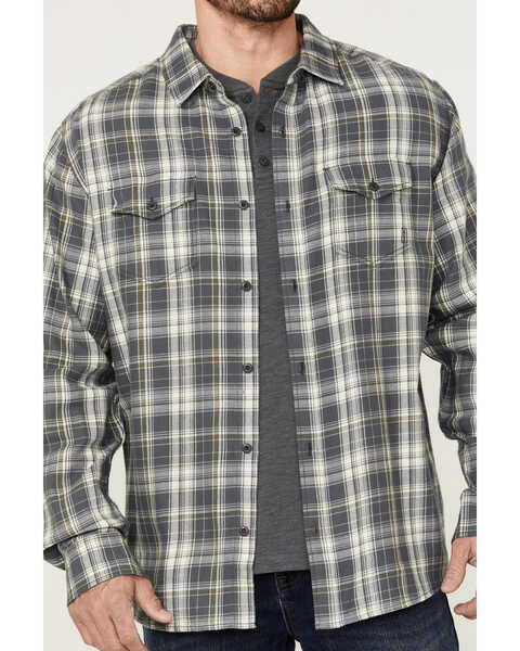 Image #3 - Brothers and Sons Men's Plaid Long Sleeve Button-Down Western Shirt , Charcoal, hi-res
