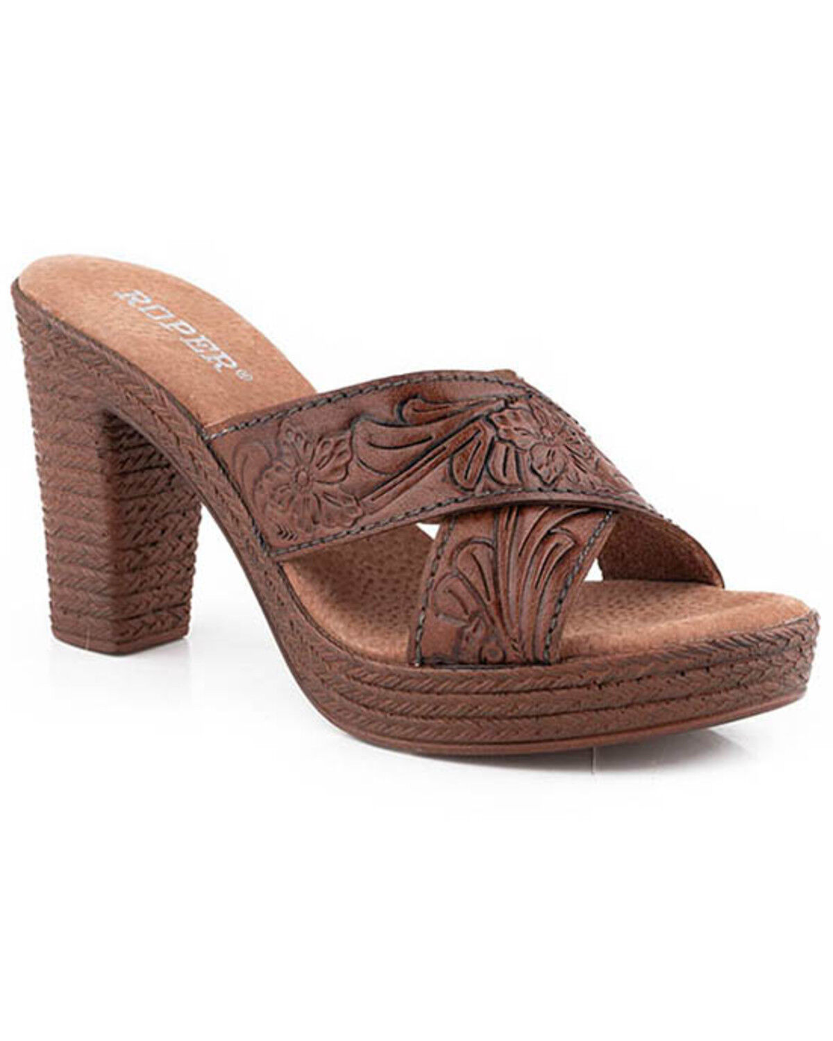 Image #1 - Roper Women's Mika Tooled Heels, Tan, hi-res